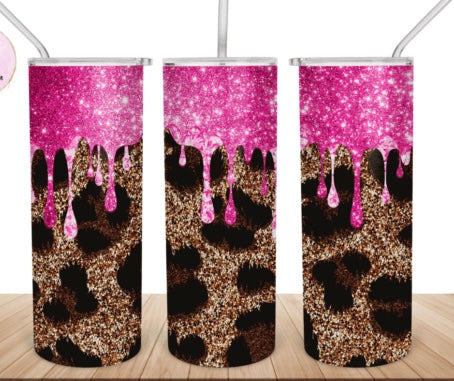 Leopard Print Dripping 20oz Tumbler