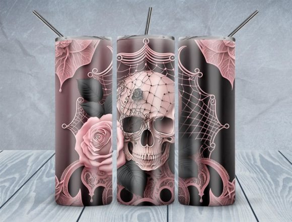 Pink Gothic Skull 20oz Tumbler