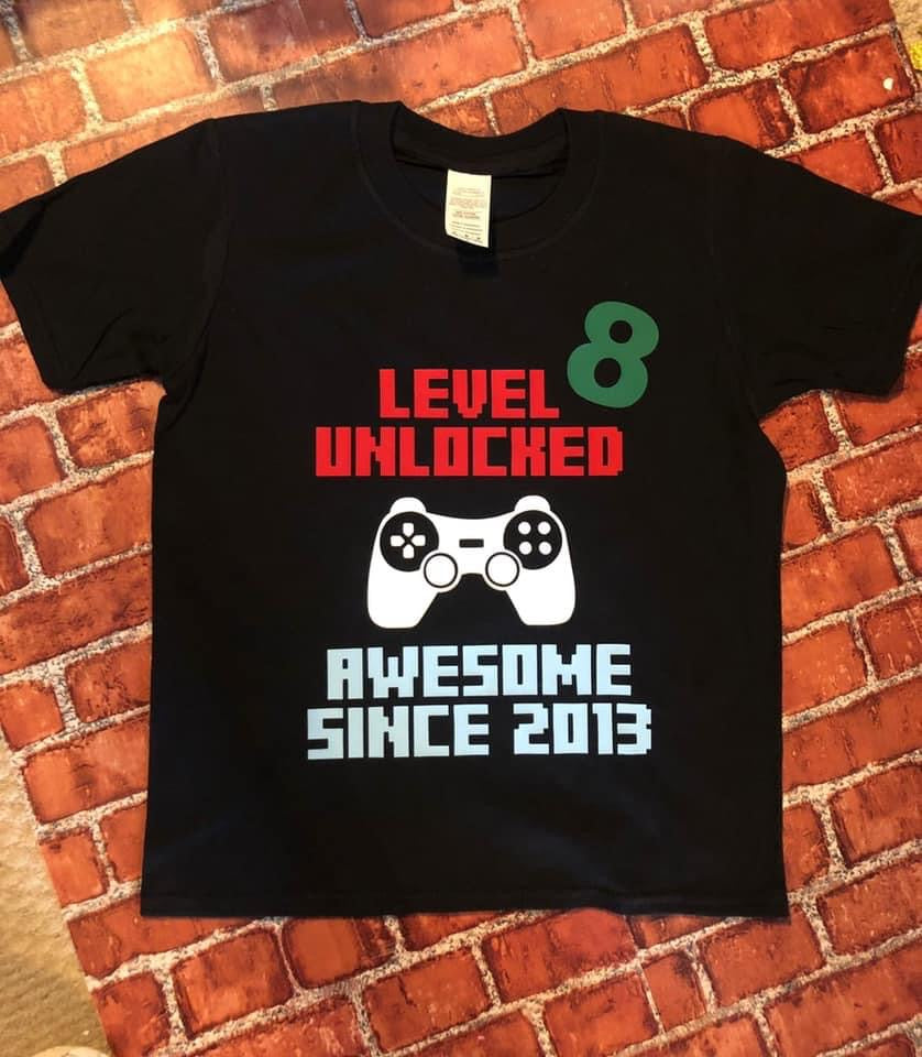 ‘Level Unlocked’ Birthday T-Shirt