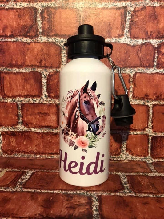 Horse drinks bottle