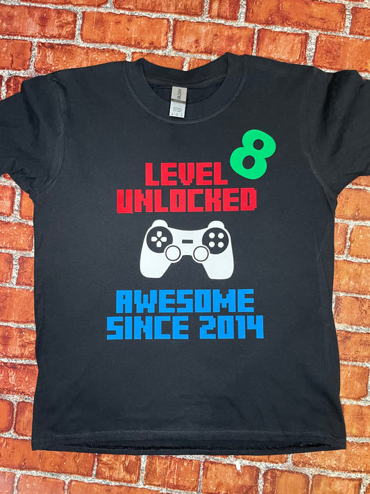 ‘Level Unlocked’ Birthday T-Shirt